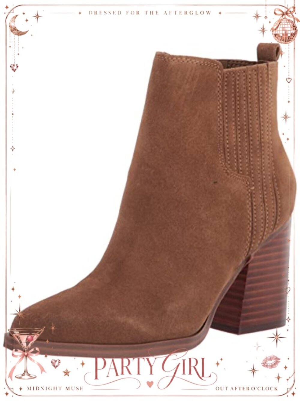 Marc Fisher Matter Ankle Bootie Suede Slip-On Block Heel Pointed Toe